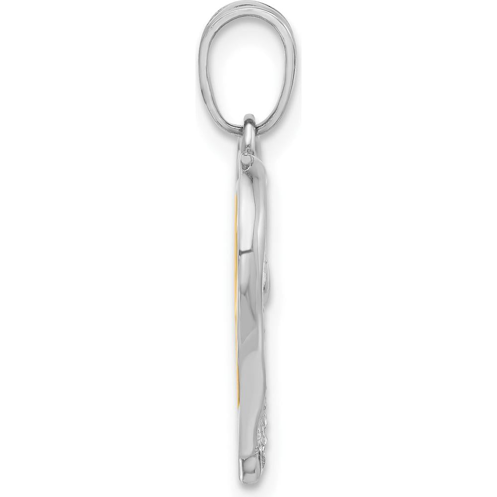 14K Tri-Color Gold Diamond-cut Hearts Pendant - 25.1mm Total Length by Oro Pregiato