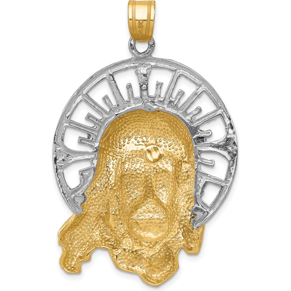 14K Tri-Color Gold Diamond-Cut Jesus Pendant with Rose Gold Crown by Oro Pregiato