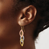 14K Tri-Color Gold Diamond Cut Teardrop Drop Earrings - Polished Finish by 0