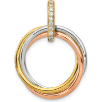 14K Tri-color Gold Diamond Pendant with Intertwined Circles - 0.01 Carat Total Diamond Weight by Monteluci Fine Jewelry