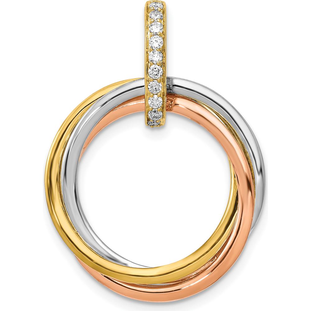14K Tri-color Gold Diamond Pendant with Intertwined Circles - 0.01 Carat Total Diamond Weight by Monteluci Fine Jewelry