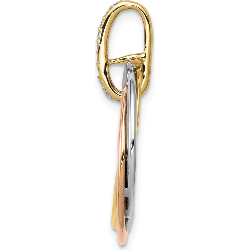 14K Tri-color Gold Diamond Pendant with Intertwined Circles - 0.01 Carat Total Diamond Weight by Monteluci Fine Jewelry