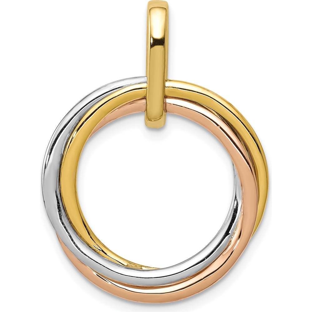 14K Tri-color Gold Diamond Pendant with Intertwined Circles - 0.01 Carat Total Diamond Weight by Monteluci Fine Jewelry