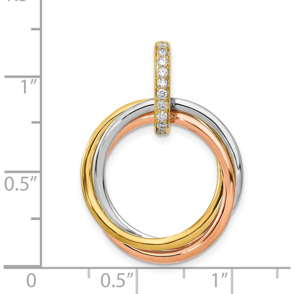 14K Tri-color Gold Diamond Pendant with Intertwined Circles - 0.01 Carat Total Diamond Weight by Monteluci Fine Jewelry