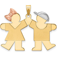14K Tri-Color Gold Engravable Kids Charm Pendant - 31mm Length by Oro Pregiato