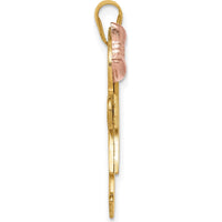14K Tri-Color Gold Engravable Kids Charm Pendant - 31mm Length by Oro Pregiato