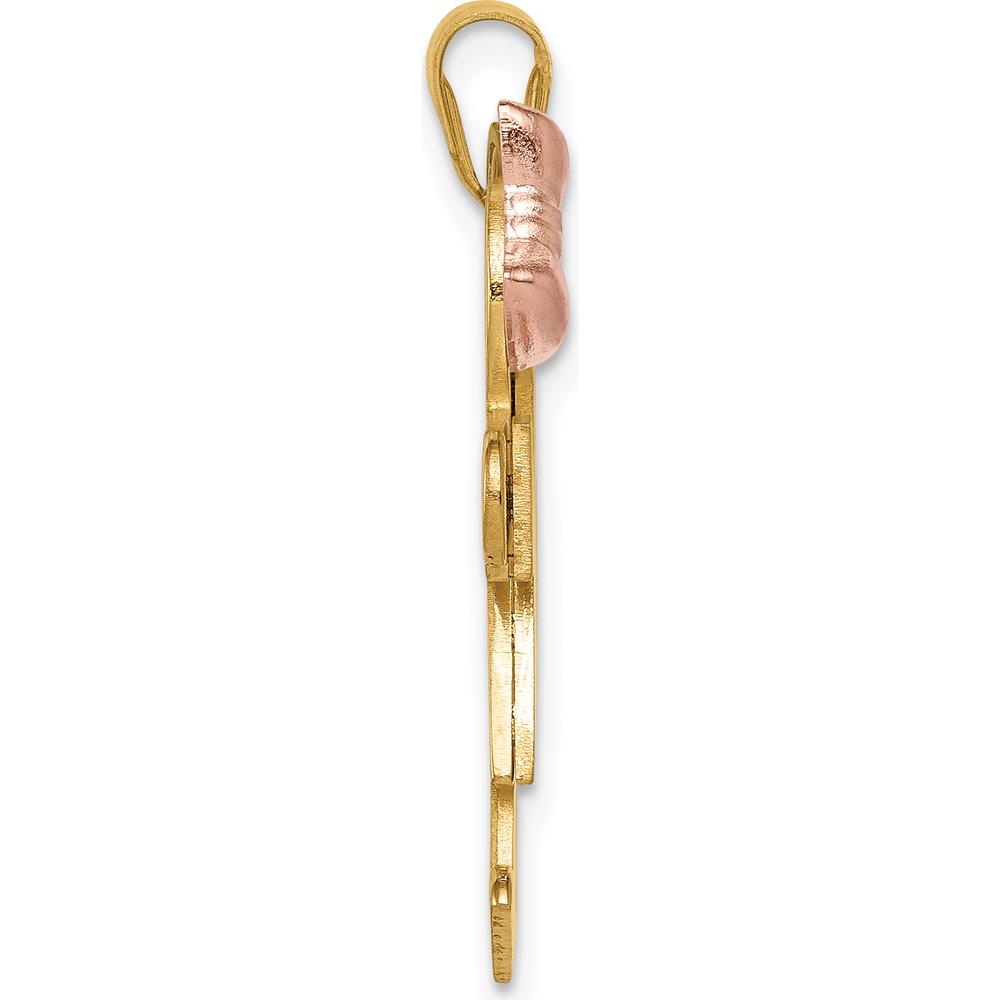 14K Tri-Color Gold Engravable Kids Charm Pendant - 31mm Length by Oro Pregiato