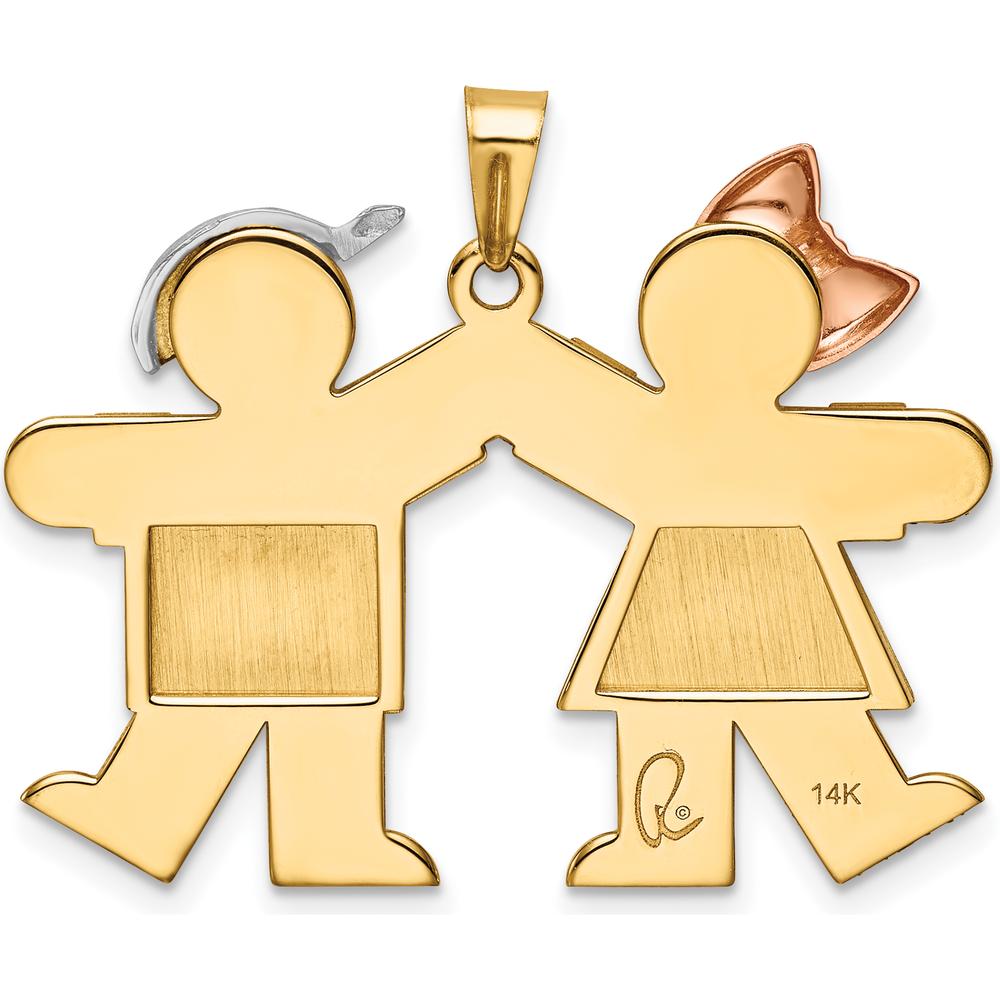 14K Tri-Color Gold Engravable Kids Charm Pendant - 31mm Length by Oro Pregiato