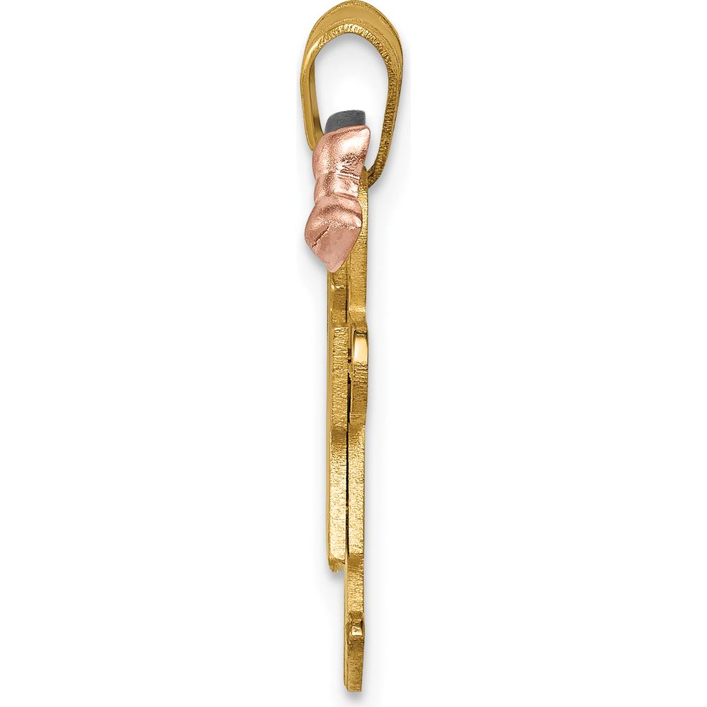 14K Tri-color Gold Engravable Kiss Charm featuring Boy and Girl Design - 22mm Length, 25mm Width by Oro Pregiato