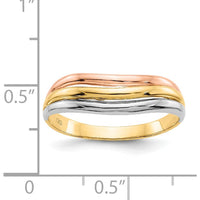 14K Tri-Color Gold Fashion Band Ring with Tapered Domed Design by Oro Pregiato