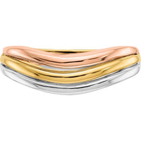 14K Tri-Color Gold Fashion Band Ring with Tapered Domed Design by Oro Pregiato