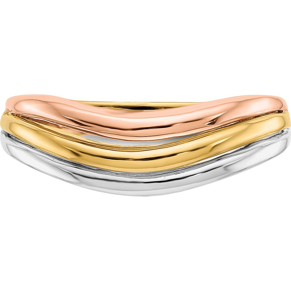 14K Tri-Color Gold Fashion Band Ring with Tapered Domed Design by Oro Pregiato