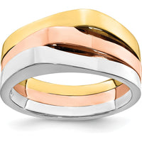 14K Tri-Color Gold Fashion Band with Domed Profile by 0