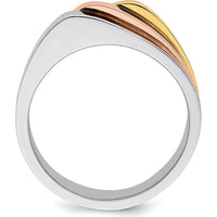 14K Tri-Color Gold Fashion Band with Domed Profile by 0