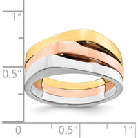 14K Tri-Color Gold Fashion Band with Domed Profile by 0