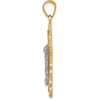 14K Tri-Color Gold Filigree Crucifix Pendant - 35mm by Oro Pregiato
