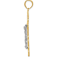14K Tri-Color Gold Filigree Crucifix Pendant with Diamond-Cut Detailing by Oro Pregiato