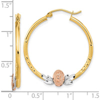 14K Tri-Color Gold Guadalupe Hoop Earrings with Diamond-Cut Texture - Polished & Brushed Finish by 0