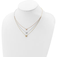 14K Tri-color Gold Heart Layered Necklace with Lobster Clasp - 17" Total Length by 0