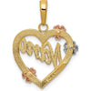 14K Tri-Color Gold Heart Pendant with Nana Script and Floral Accents by Oro Pregiato