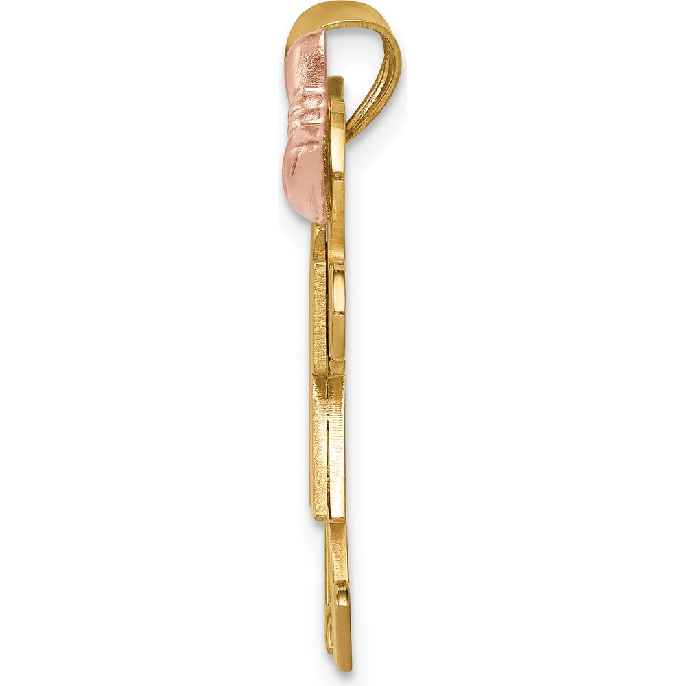 14K Tri-color Gold Kids Boy and Girl Holding Hands Engravable Pendant by Oro Pregiato