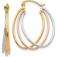 14K Tri-Color Gold Large Hoop Earrings - Polished Finish by 0