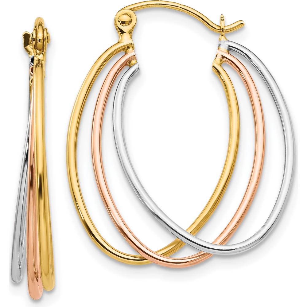 14K Tri-Color Gold Large Hoop Earrings - Polished Finish by 0