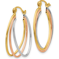 14K Tri-Color Gold Large Hoop Earrings - Polished Finish by 0