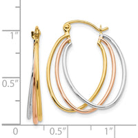 14K Tri-Color Gold Large Hoop Earrings - Polished Finish by 0