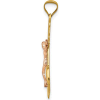 14K Tri-Color Gold Mariner Crucifix Pendant with Polished and Textured Finish - 31mm Length by Oro Pregiato