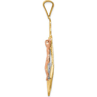 14K Tri-Color Gold Mariner Crucifix Pendant with Textured Anchor Design - 51mm Length by Oro Pregiato