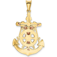 14K Tri-Color Gold Mariner Crucifix Pendant with Textured Design by Oro Pregiato