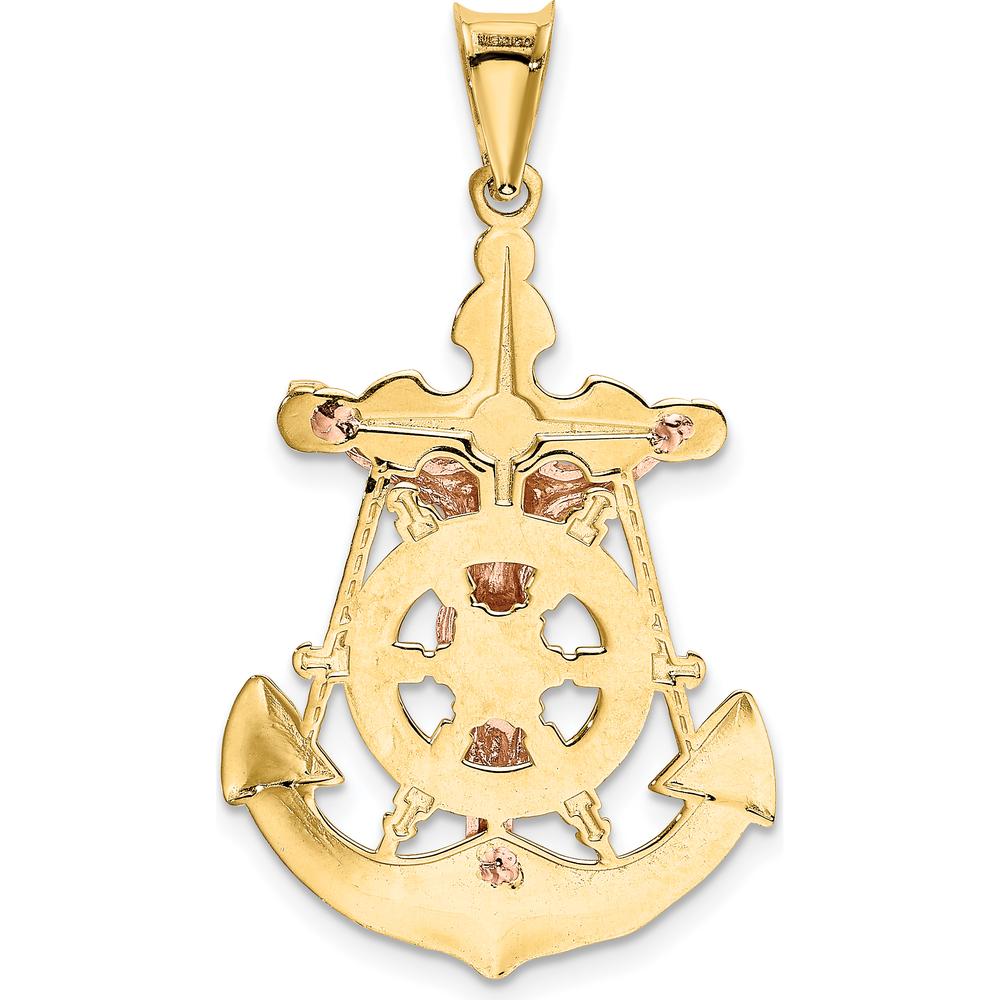 14K Tri-Color Gold Mariner Crucifix Pendant with Textured Design by Oro Pregiato