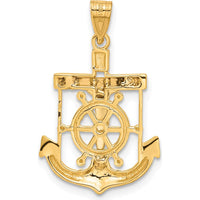 14K Tri-Color Gold Mariners Crucifix Pendant with Diamond-Cut and Textured Detail by Oro Pregiato