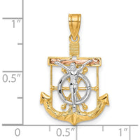 14K Tri-Color Gold Mariners Crucifix Pendant with Diamond-Cut and Textured Detail by Oro Pregiato