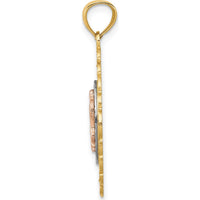 14K Tri-Color Gold Our Lady of Guadalupe Oval Pendant - 34mm Length, Polished Finish by Oro Pregiato