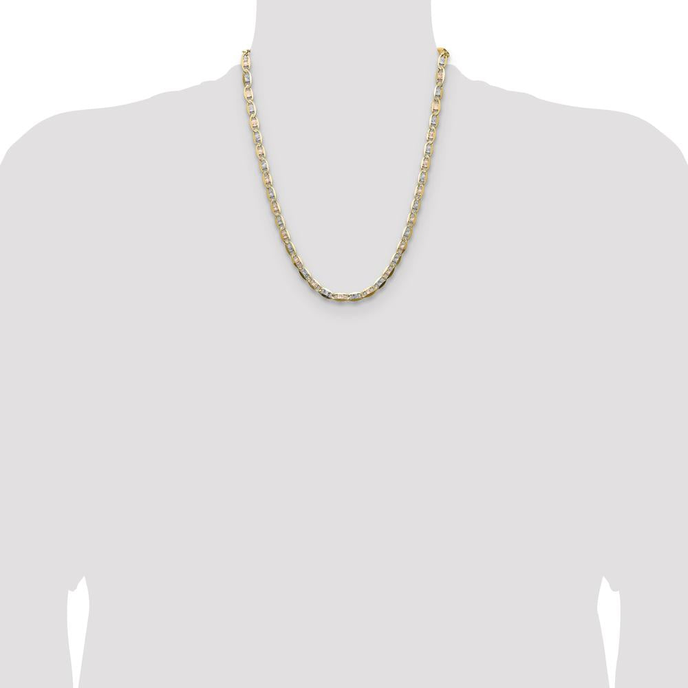 14K Tri-color Gold Pavé Valentino Chain - 22 in Length by Oro Pregiato