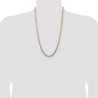 14K Tri-Color Gold Pavé Valentino Chain - 26 Inch 6.1mm Flat Link Design by Oro Pregiato