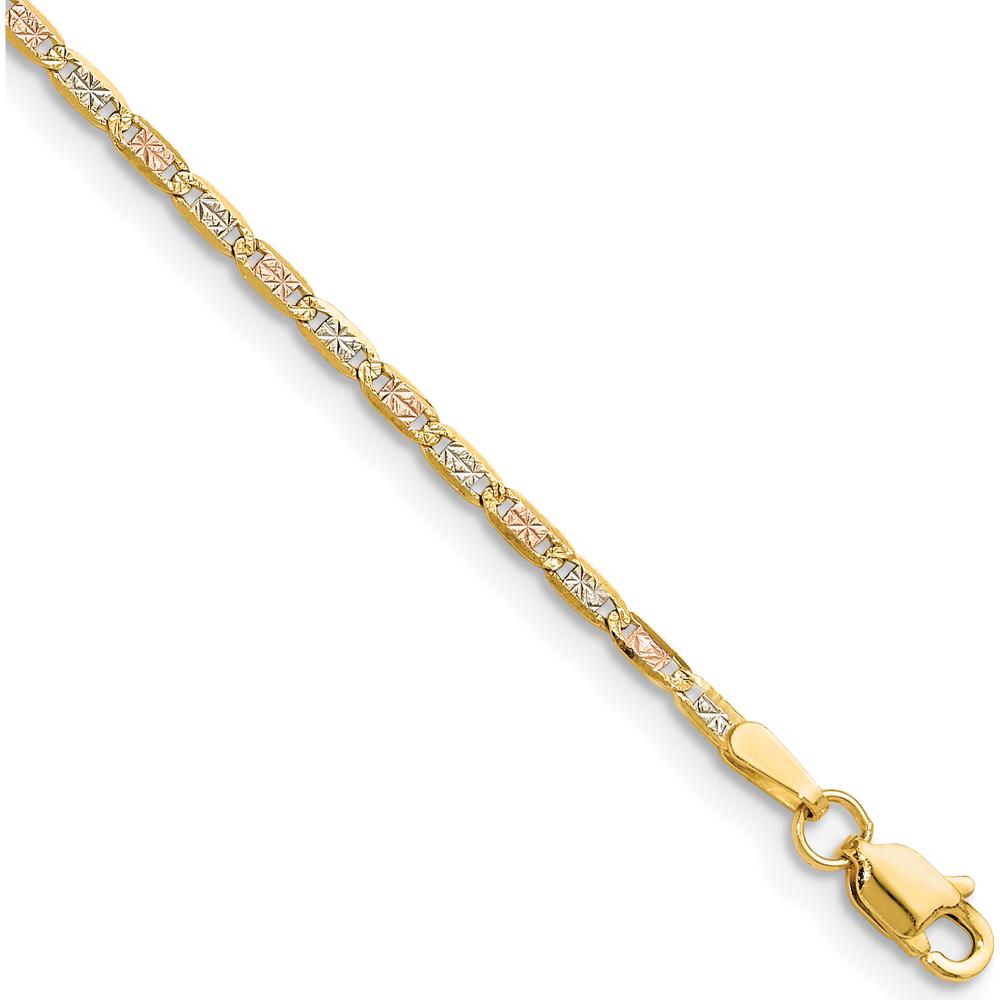14K Tri-Color Gold Pavé Valentino Chain Bracelet - 7 Inches by Oro Pregiato