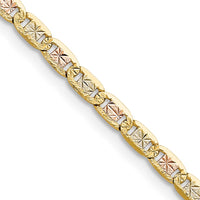 14K Tri-Color Gold Pavé Valentino Chain Necklace - 16 Inch Length by Oro Pregiato