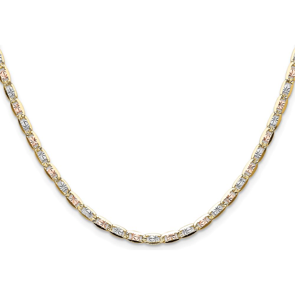 14K Tri-Color Gold Pavé Valentino Chain Necklace - 16 Inch Length by Oro Pregiato