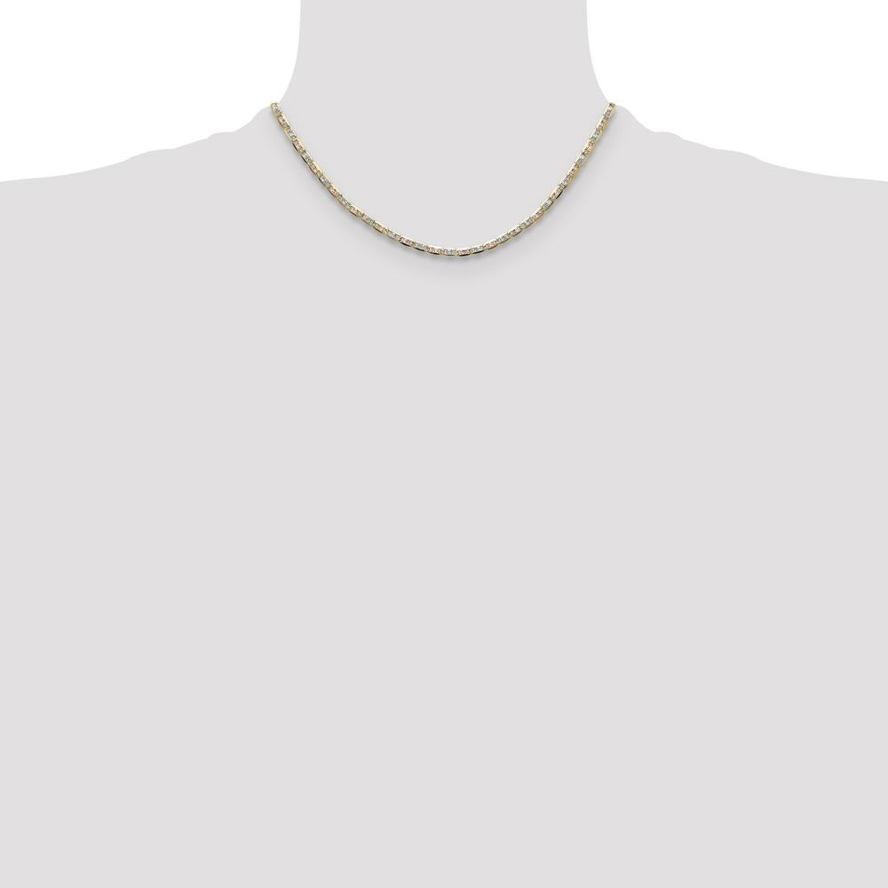 14K Tri-Color Gold Pavé Valentino Chain Necklace - 16 Inch Length by Oro Pregiato