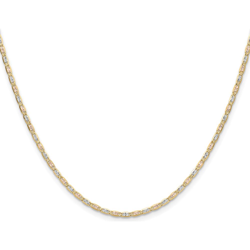 14K Tri-Color Gold Pavé Valentino Chain Necklace - 24 Inches by Oro Pregiato