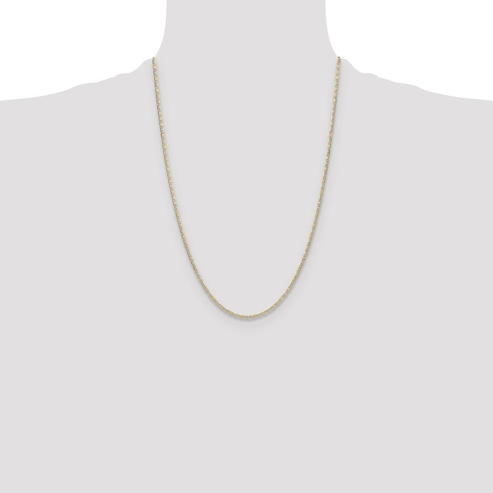 14K Tri-Color Gold Pavé Valentino Chain Necklace - 24 Inches by Oro Pregiato