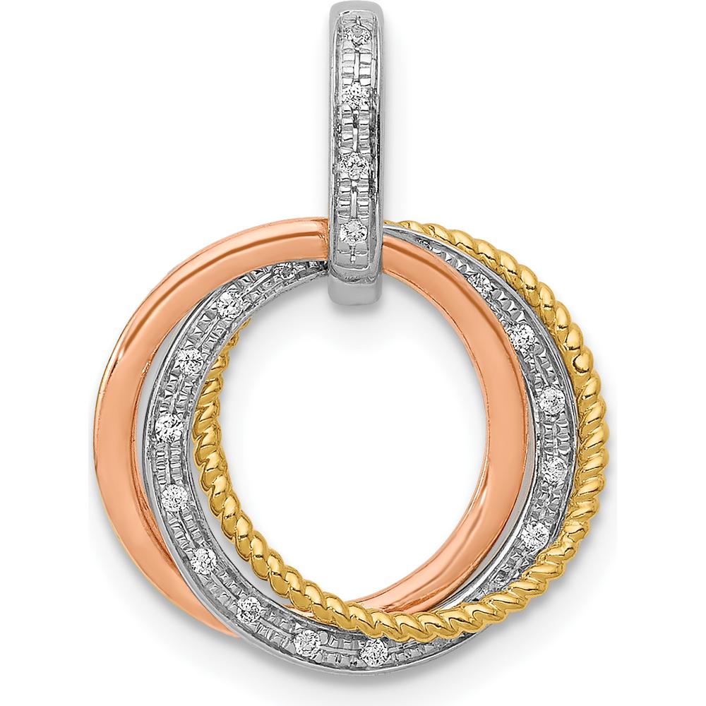 14K Tri-color Gold Pendant with 22 Round Diamonds - 0.066 Carat Total Diamond Weight by Monteluci Fine Jewelry