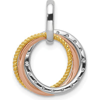 14K Tri-color Gold Pendant with 22 Round Diamonds - 0.066 Carat Total Diamond Weight by Monteluci Fine Jewelry