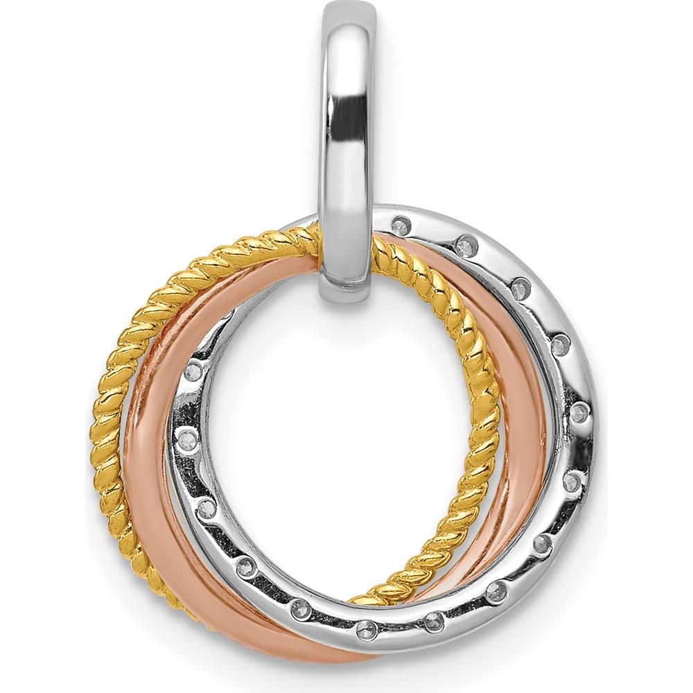 14K Tri-color Gold Pendant with 22 Round Diamonds - 0.066 Carat Total Diamond Weight by Monteluci Fine Jewelry