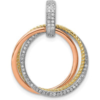 14K Tri-Color Gold Pendant with 83 Round Pave Set Diamonds - 1/6 Carat Total Diamond Weight by Monteluci Fine Jewelry