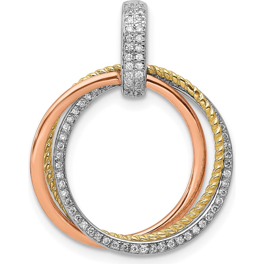 14K Tri-Color Gold Pendant with 83 Round Pave Set Diamonds - 1/6 Carat Total Diamond Weight by Monteluci Fine Jewelry