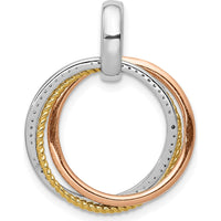 14K Tri-Color Gold Pendant with 83 Round Pave Set Diamonds - 1/6 Carat Total Diamond Weight by Monteluci Fine Jewelry